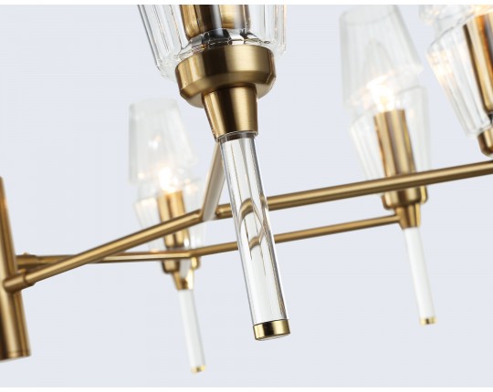  Люстра на штанге LH55202/8 BS/CL латунь/прозрачный E14*8 max 40W D800*520