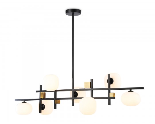  Светильник на штанге LH51017/7 BK/BS/FR черный/латунь/белый матовый G9*7 max 28W 1100*240*300