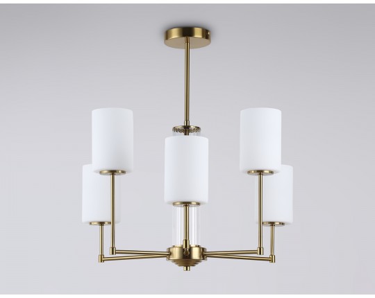  Люстра со стеклянными плафонами на штанге LH56215/6 BS/FR латунь/белый матовый E27/6 max 60W D600*600