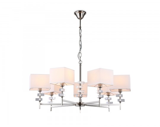  Подвесная люстра с абажурами LH71323/7 SN/WH никель/белый E14/7 max 40W D860*850