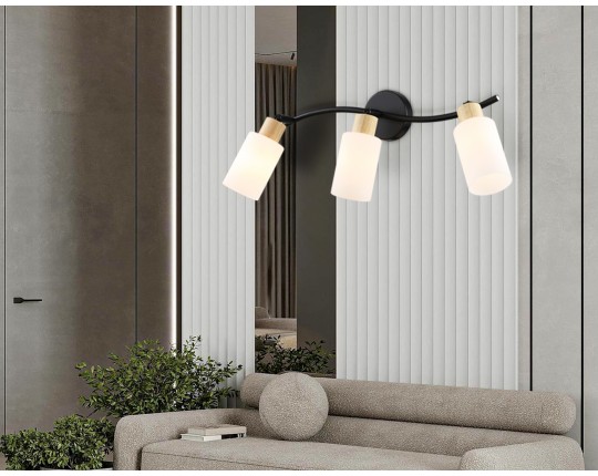  Настенно-потолочный спот в стиле лофт TR8722/3 BK/WD черный/дерево E14/3 max 60W 580*100*210