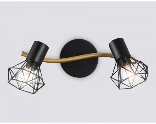  Настенно-потолочный спот в стиле лофт TR8656/2 BK/GD черный/золото E14/2 max 60W 330*100*185