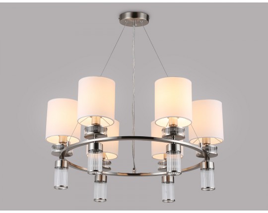  Подвесная люстра с абажурами LH71291/6 SN/WH никель/белый E14/6 max 40W D680*730