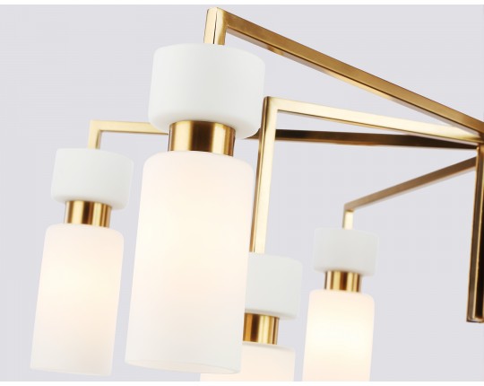  Люстра на штанге LH56128/9 BS/FR латунь/белый матовый E14*9 max 40W D765*440