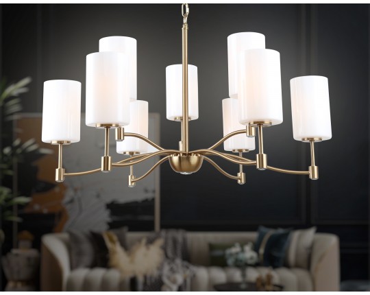  Подвесная люстра LH56054/6+3 BS/FR латунь/белый матовый E14*9 max 40W D765*1060