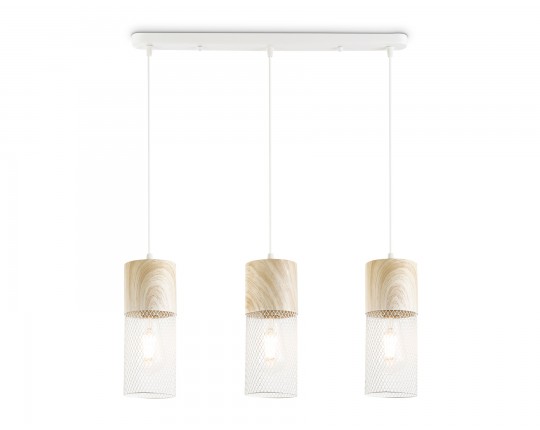  Светильник подвесной TR8499/3 WH/WD белый/дерево E27/3 max 60W 550*100*1000