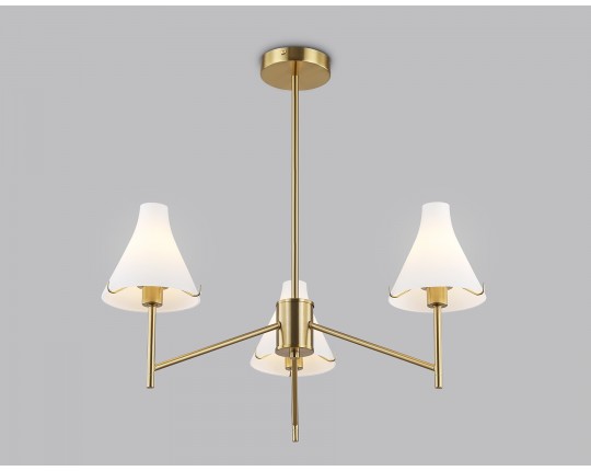  Люстра со стеклянными плафонами на штанге LH57131/3 BS/FR латунь/белый матовый E14/3 max 40W D650*590