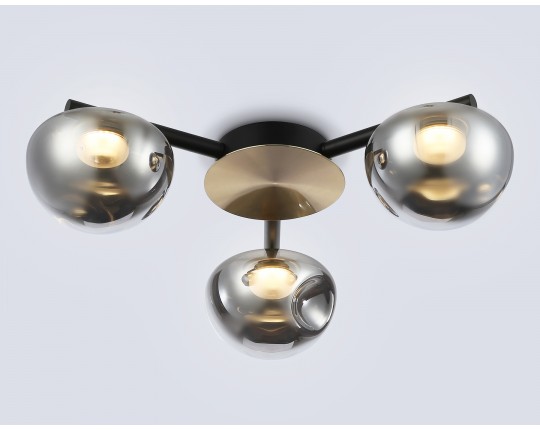  Потолочный светодиодный светильник LH12006/3 BK/GD/SM черный/золото/дымчатый 18W 3000K D640*170