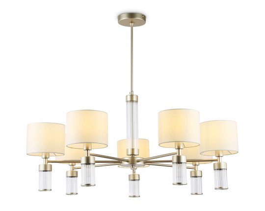  Люстра с абажурами на штанге LH71303/7 CGD/WH золото/белый E14/7 max 40W D860*740