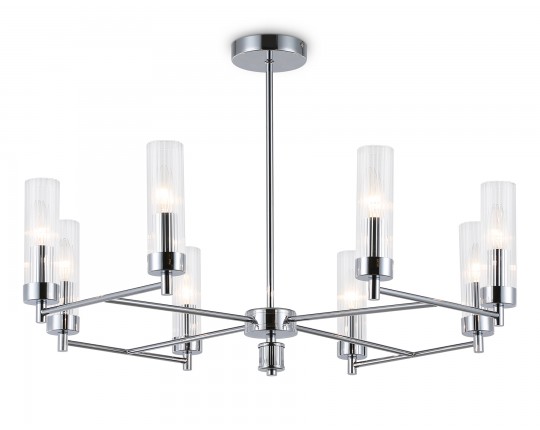  Люстра со стеклянными плафонами на штанге LH55152/8 CH/CL хром/прозрачный E14/8 max 40W D765*520