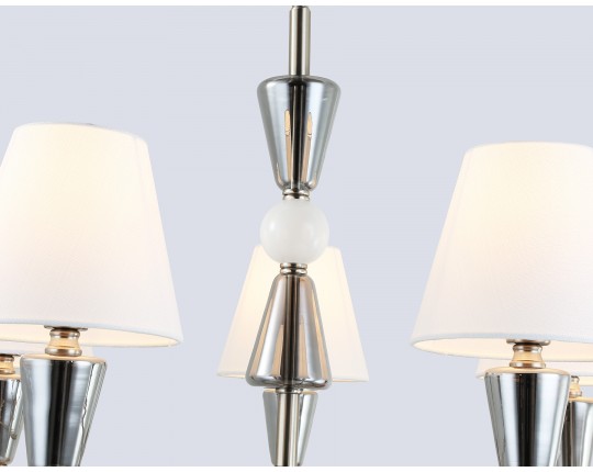  Подвесная люстра с абажурами LH75253/5 SN/FR сатин никель/белый матовый E14*5 max 40W D700*510