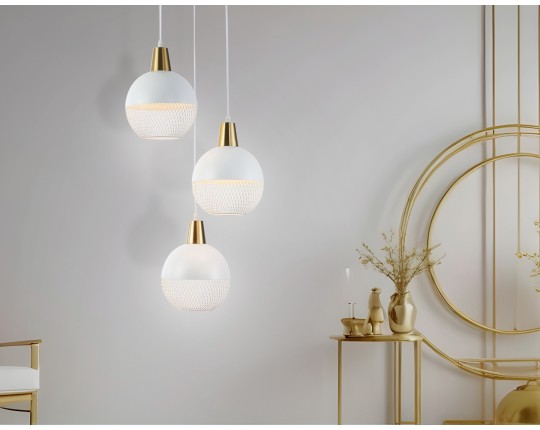  Светильник подвесной TR8503/3 WH/CP белый/медь E27/3 max 60W D410*1000