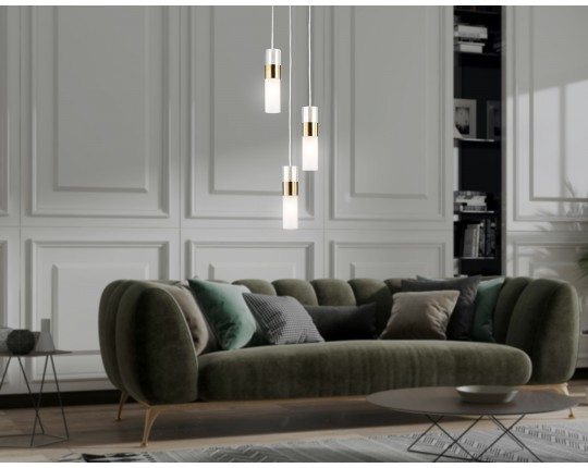  Подвесной светильник LH55112/3 BS/FR/TI латунь/белый матовый/янтарь E14*3 max 40W D220*1200