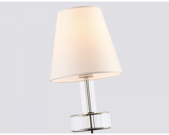  Настенный светильник с абажуром и хрусталем LH71005 BN/WH никель/белый E14 max 40W 210*150*355