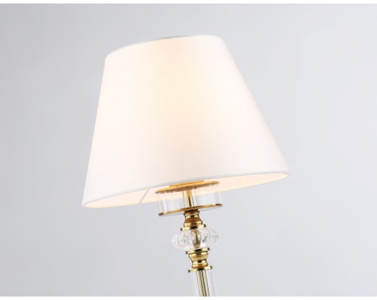  Настольная лампа с абажуром и хрусталем LH71027 BS/WH латунь/белый E27 max 60W D260*505