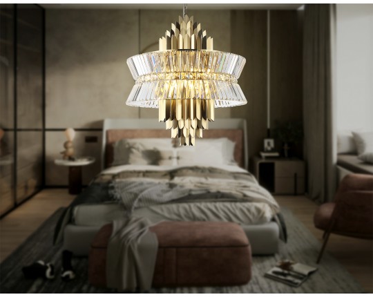  Подвесная люстра с хрусталем LH41023/18 BS/CL латунь/прозрачный E14*18 max 40W D700*750