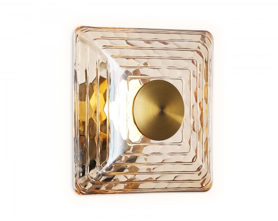  Настенный светодиодный светильник LH31035 BS/TI латунь/янтарь 6W 3000K 150*150*85