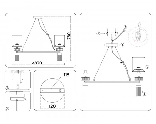  Подвесная люстра с абажурами LH71293/8 SN/WH никель/белый E14/8 max 40W D830*780