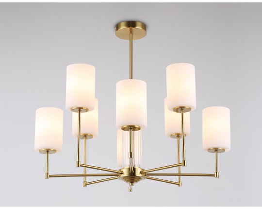  Люстра со стеклянными плафонами на штанге LH56217/8 BS/FR латунь/белый матовый E27/8 max 60W D700*600