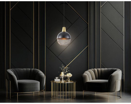  Светильник подвесной TR8504 BK/CP черный/медь E27 max 60W D200*1000