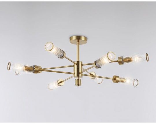  Люстра со стеклянными плафонами на штанге LH55162/8 BS/CL латунь/прозрачный E14/8 max 40W D930*330