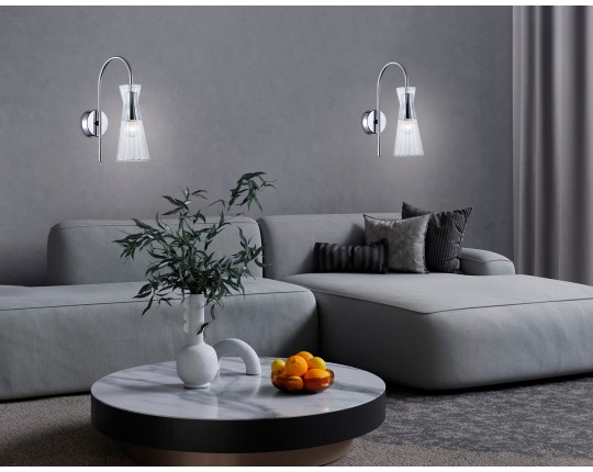  Настенный светильник LH55655 СH/CL хром/прозрачный E14 max 40W 220*90*300