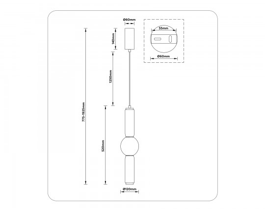  Подвесной светодиодный светильник LH11023 BK/SM черный/дымчатый 17W 3000K D120*520