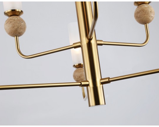  Люстра на штанге с мрамором LH53251/6 BS/FR латунь/белый матовый E14*6 max 40W D1050*1445