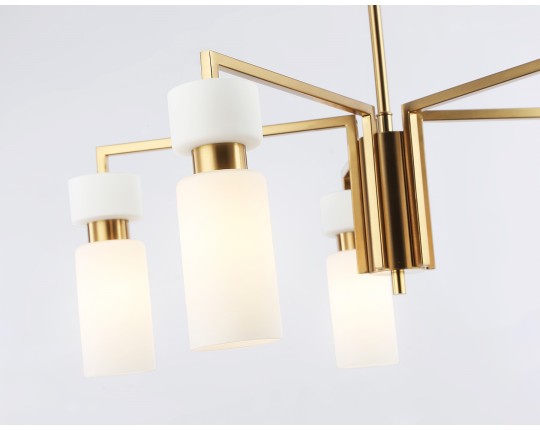  Люстра на штанге LH56124/5 BS/FR латунь/белый матовый E14*5 max 40W D605*350