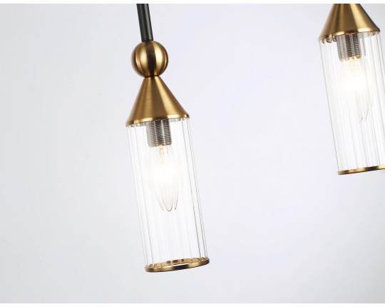  Подвесной светильник LH55254/4 BK/BS/CL черный/латунь/прозрачный E14*4 max 40W 845*65*1150