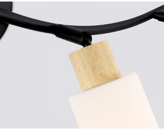  Настенно-потолочный спот в стиле лофт TR8723/4 BK/WD черный/дерево E14/4 max 60W 760*100*210