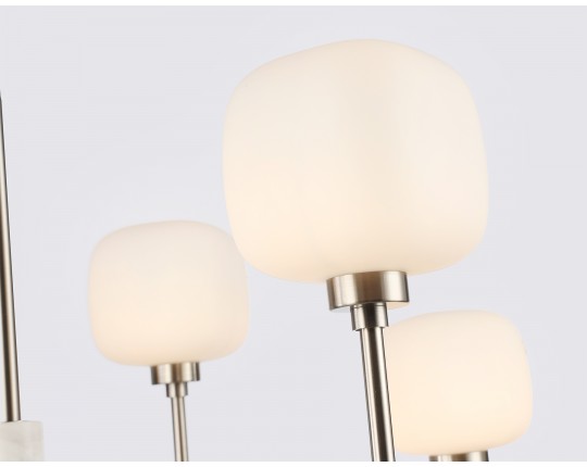  Люстра на штанге с мрамором LH53001/6 SN/FR сатин никель/белый матовый G9*6 max 40W D690*680