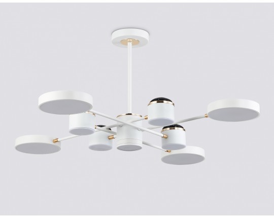  Люстра светодиодная на штанге FL51627/9+4 WH/FGD белый/золото 132W 3000-6000K D850*370 (без ПДУ)