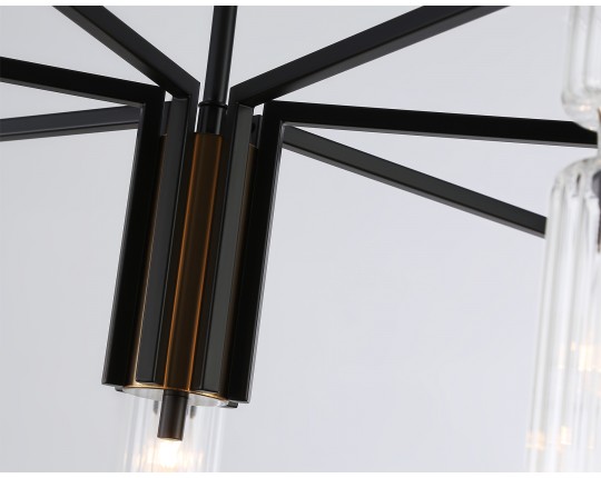  Люстра на штанге LH56115/7 BK/BS/CL черный/латунь/прозрачный E14*7 max 40W D705*350