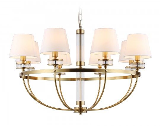  Подвесная люстра с абажурами LH71253/8 BS/WH латунь/белый E14/8 max 40W D870*990