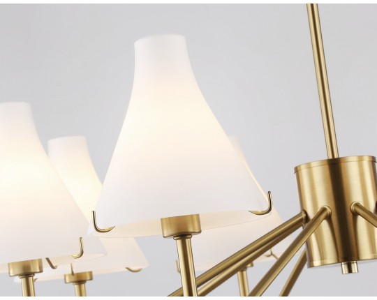  Люстра со стеклянными плафонами на штанге LH57135/8 BS/FR латунь/белый матовый E14/8 max 40W D800*650