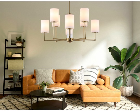  Люстра со стеклянными плафонами на штанге LH56217/8 BS/FR латунь/белый матовый E27/8 max 60W D700*600