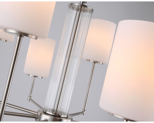  Люстра со стеклянными плафонами на штанге LH56213/8 SN/FR никель/белый матовый E27/8 max 60W D700*600