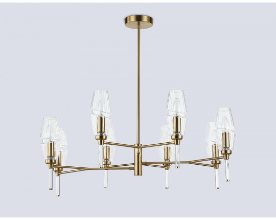  Люстра на штанге LH55202/8 BS/CL латунь/прозрачный E14*8 max 40W D800*520