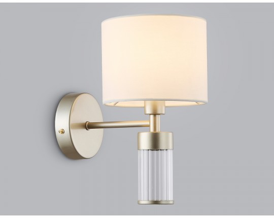  Настенный светильник с абажуром LH71305 CGD/WH золото/белый E14 max 40W 220*150*260