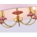  Подвесная люстра с абажуром и декором из керамики LH75021/5 GD/PI золото/розовый E14/5 max 40W D550*730
