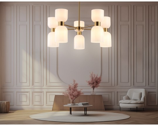  Люстра на штанге LH56093/10 BS/FR латунь/белый матовый E14*10 max 40W D700*510