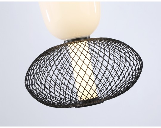  Подвесной светодиодный светильник LH11007 BK/FR черный/белый матовый 15W 3000K D220*350