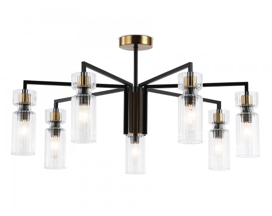  Люстра на штанге LH56115/7 BK/BS/CL черный/латунь/прозрачный E14*7 max 40W D705*350