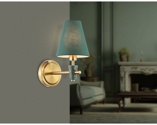  Настенный светильник с абажуром и мрамором LH75055 BS/GN латунь/зеленый E14 max 40W 230*140*270