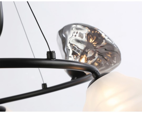  Подвесная люстра LH15003/6 BK/FR/SM черный/белый матовый/дымчатый G9*6 max 40W D630*1150