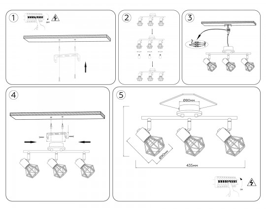  Настенно-потолочный спот в стиле лофт TR8753/3 BK/WD черный/дерево IP20 E27/3 435*115*200