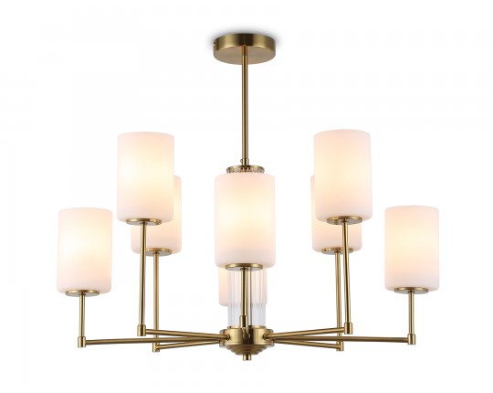  Люстра со стеклянными плафонами на штанге LH56217/8 BS/FR латунь/белый матовый E27/8 max 60W D700*600