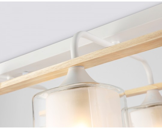  Светильник потолочный со стеклянными плафонами TR3033247/6 WH/WD белый/дерево E27/6 max 60W 580*340*245