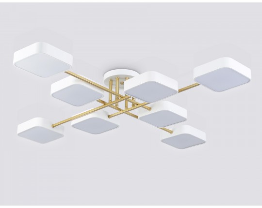  Люстра светодиодная на штанге FL516346/8 WH/GD белый/золото 144W 3000-6000K 1060*1060*150 (без ПДУ)